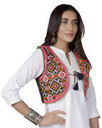 Cotton Kutchi Embroidered Short Jacket/Koti/Shrug (CJK-01) -Black
