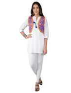 Cotton Kutchi Embroidered Short Jacket/Koti/Shrug (CJK-04) -Blue