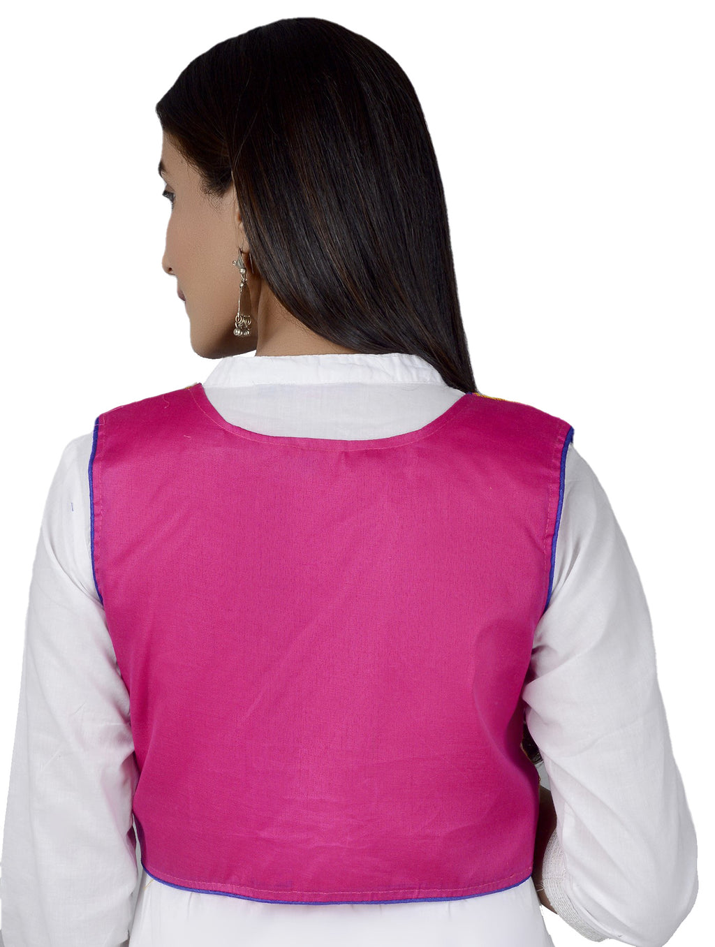 Cotton Kutchi Embroidered Short Jacket/Koti/Shrug (CJK-06) -Pink