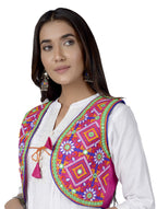 Cotton Kutchi Embroidered Short Jacket/Koti/Shrug (CJK-06) -Pink