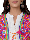 Cotton Kutchi Embroidered Short Jacket/Koti/Shrug (CJK-06) -Pink