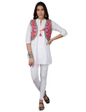 Cotton Kutchi Embroidered Short Jacket/Koti/Shrug (CJK-06) -Pink
