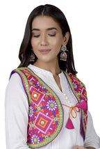 Cotton Kutchi Embroidered Short Jacket/Koti/Shrug (CJK-06) -Pink