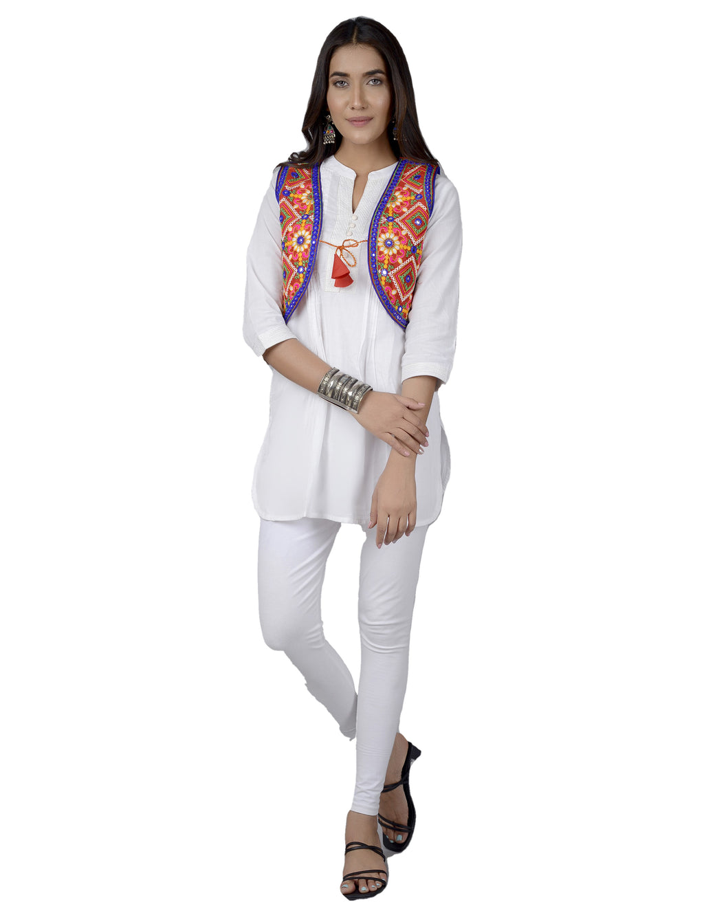 Cotton Kutchi Embroidered Short Jacket/Koti/Shrug (CJK-03) -Red