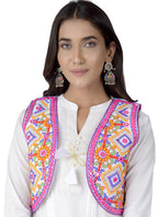 Cotton Kutchi Embroidered Short Jacket/Koti/Shrug (CJK-02) -White