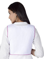 Cotton Kutchi Embroidered Short Jacket/Koti/Shrug (CJK-02) -White