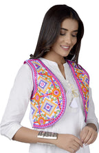 Cotton Kutchi Embroidered Short Jacket/Koti/Shrug (CJK-02) -White