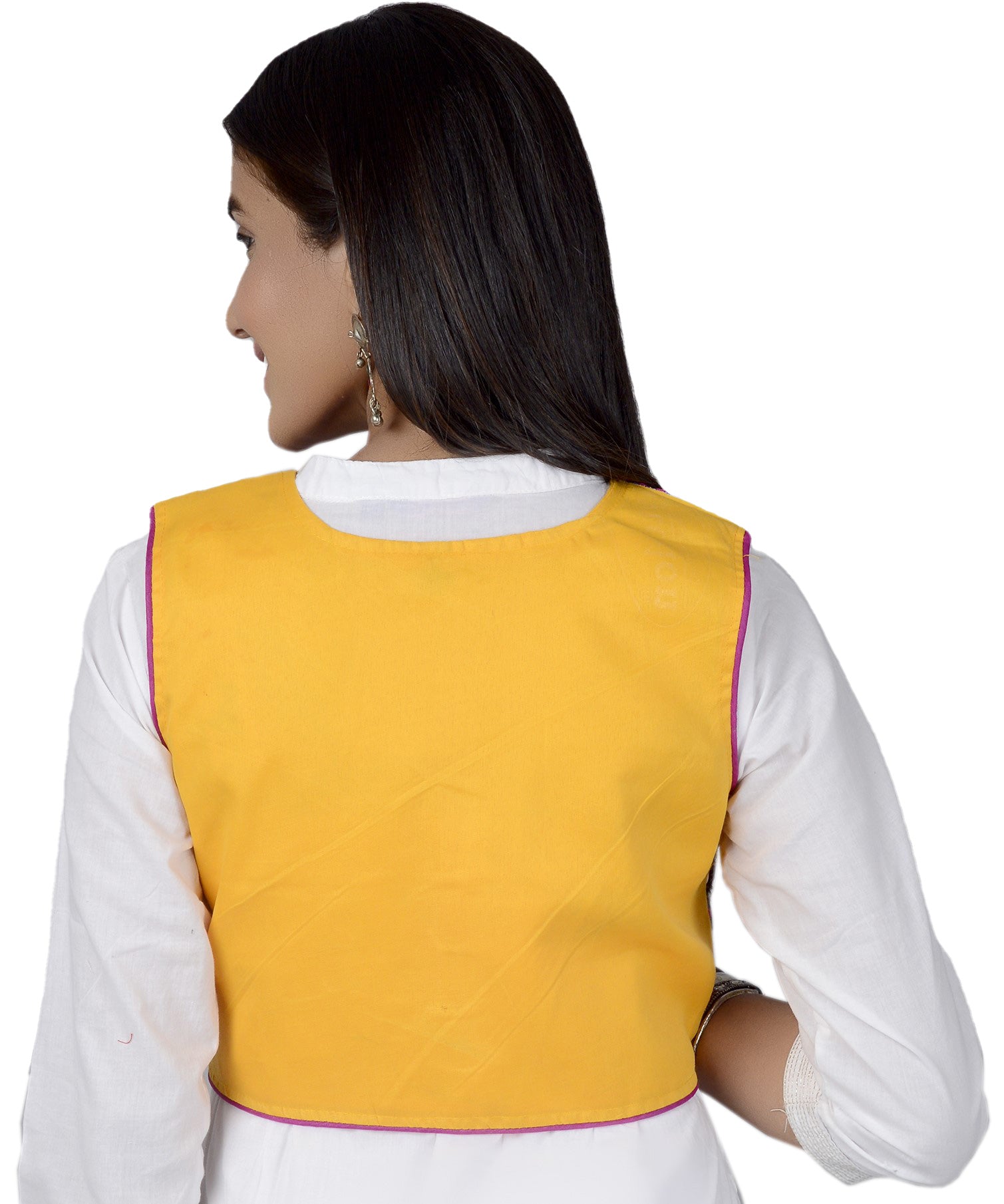 Cotton Kutchi Embroidered Short Jacket/Koti/Shrug (CJK-05) -Yellow
