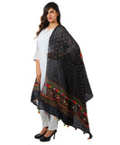 Banjara India Women's Pure Cotton Real Mirrorwork & Hand Embroidery Dupatta (Kutchi Chakkar) Black - CKR01 - Banjara India