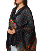 Banjara India Women's Pure Cotton Real Mirrorwork & Hand Embroidery Dupatta (Kutchi Chakkar) Black - CKR01 - Banjara India