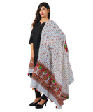 Banjara India Women's Pure Cotton Real Mirrorwork & Hand Embroidery Dupatta (Kutchi Chakkar) White - CKR02 - Banjara India
