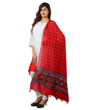 Banjara India Women's Pure Cotton Real Mirrorwork & Hand Embroidery Dupatta (Kutchi Chakkar) Red - CKR03 - Banjara India