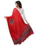 Banjara India Women's Pure Cotton Real Mirrorwork & Hand Embroidery Dupatta (Kutchi Chakkar) Red - CKR03 - Banjara India