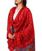 Banjara India Women's Pure Cotton Real Mirrorwork & Hand Embroidery Dupatta (Kutchi Chakkar) Red - CKR03 - Banjara India