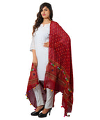 Banjara India Women's Pure Cotton Real Mirrorwork & Hand Embroidery Dupatta (Kutchi Chakkar) Maroon - CKR04 - Banjara India