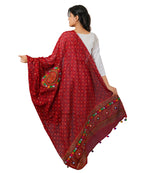 Banjara India Women's Pure Cotton Real Mirrorwork & Hand Embroidery Dupatta (Kutchi Chakkar) Maroon - CKR04 - Banjara India