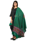 Banjara India Women's Pure Cotton Real Mirrorwork & Hand Embroidery Dupatta (Kutchi Chakkar) Dark Green  - CKR05 - Banjara India