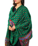 Banjara India Women's Pure Cotton Real Mirrorwork & Hand Embroidery Dupatta (Kutchi Chakkar) Dark Green  - CKR05 - Banjara India