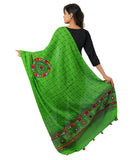 Banjara India Women's Pure Cotton Real Mirrorwork & Hand Embroidery Dupatta (Kutchi Chakkar) Parrot Green - CKR06 - Banjara India