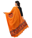 Pure Cotton Real Mirrorwork & Hand Embroidery Dupatta (Kutchi Chakkar) Light Orange - CKR07