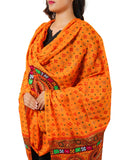 Pure Cotton Real Mirrorwork & Hand Embroidery Dupatta (Kutchi Chakkar) Light Orange - CKR07