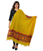 Pure Cotton Real Mirrorwork & Hand Embroidery Dupatta (Kutchi Chakkar) Lemon Yellow - CKR08