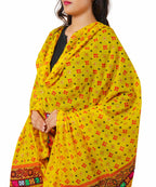 Pure Cotton Real Mirrorwork & Hand Embroidery Dupatta (Kutchi Chakkar) Lemon Yellow - CKR08
