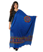 Pure Cotton Real Mirrorwork & Hand Embroidery Dupatta (Kutchi Chakkar) Blue - CKR12