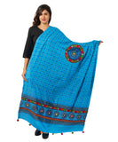 Pure Cotton Real Mirrorwork & Hand Embroidery Dupatta (Kutchi Chakkar) Turquoise - CKR13