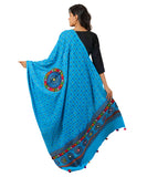 Pure Cotton Real Mirrorwork & Hand Embroidery Dupatta (Kutchi Chakkar) Turquoise - CKR13