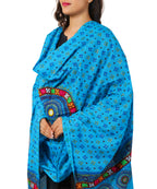 Pure Cotton Real Mirrorwork & Hand Embroidery Dupatta (Kutchi Chakkar) Turquoise - CKR13