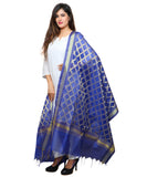 Banarasi Kora Silk Cross Butti Dupatta- Blue