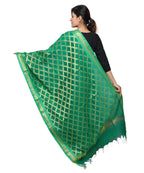 Banarasi Kora Silk Cross Butti Dupatta- Green