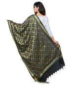 Banarasi Kora Silk Curly Butti Dupatta- Black