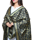 Banarasi Kora Silk Curly Butti Dupatta- Black