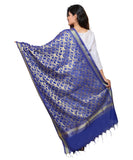 Banarasi Kora Silk Curly Butti Dupatta- Blue