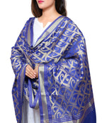 Banarasi Kora Silk Curly Butti Dupatta- Blue
