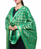 Banarasi Kora Silk Curly Butti Dupatta- Green