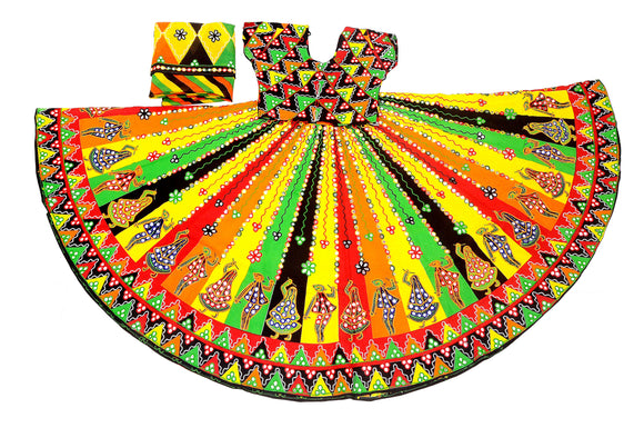 Banjara India Cotton Long Flair Aari Embroidery Kutch Work (Lehenga Choli) Chaniya Choli Set with Dupatta-DND01