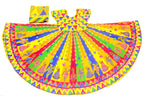 Banjara India Cotton Long Flair Aari Embroidery Kutch Work (Lehenga Choli) Chaniya Choli Set with Dupatta-DND03
