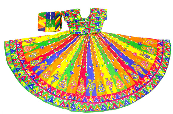 Banjara India Cotton Long Flair Aari Embroidery Kutch Work (Lehenga Choli) Chaniya Choli Set with Dupatta-DND04