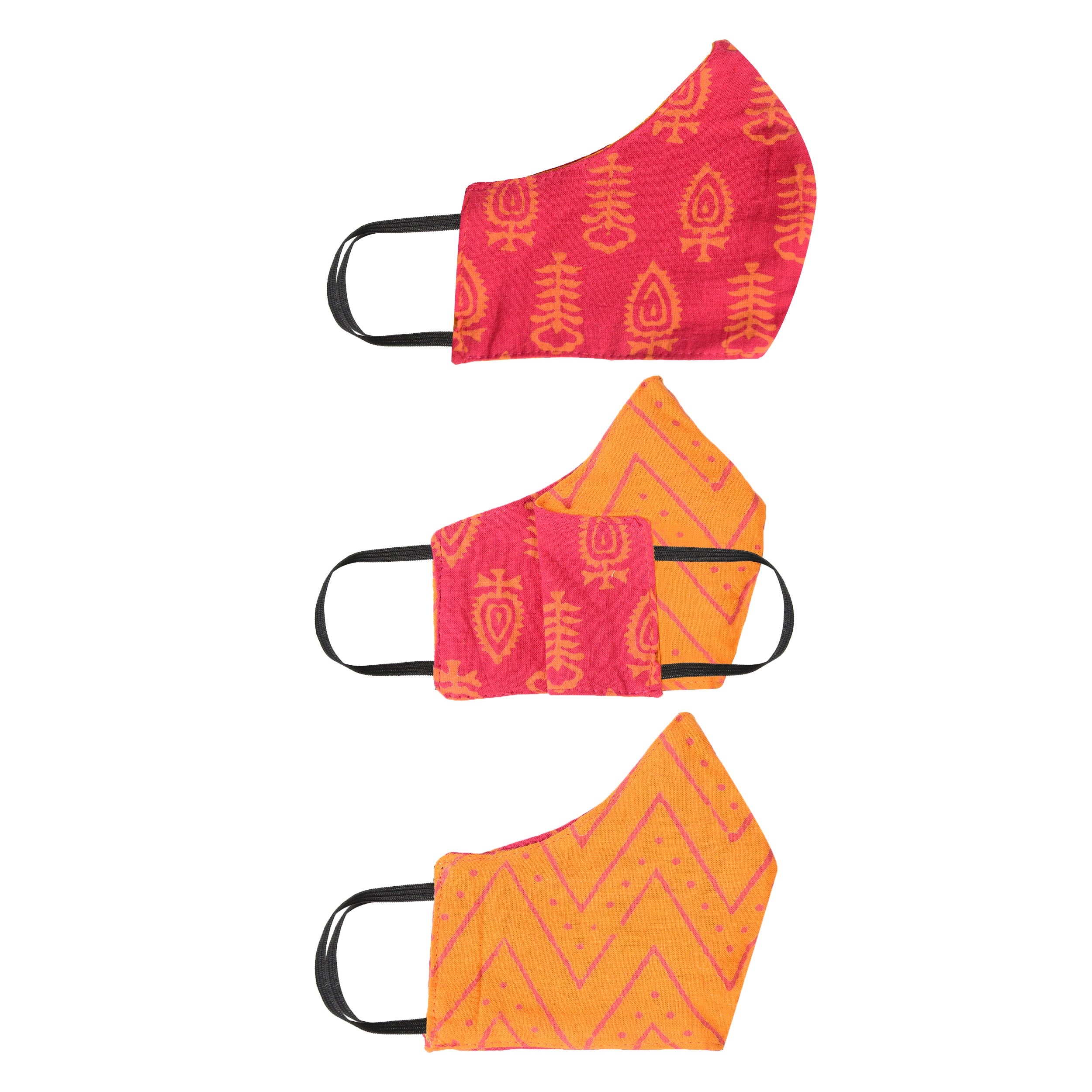 Gamthi Cotton Womens 2 layers Face Mask by (Assorted colours/designs)