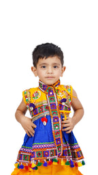 Embroidered Kedia Dhoti Set For Boys & Girls- KD-BGD-Blue