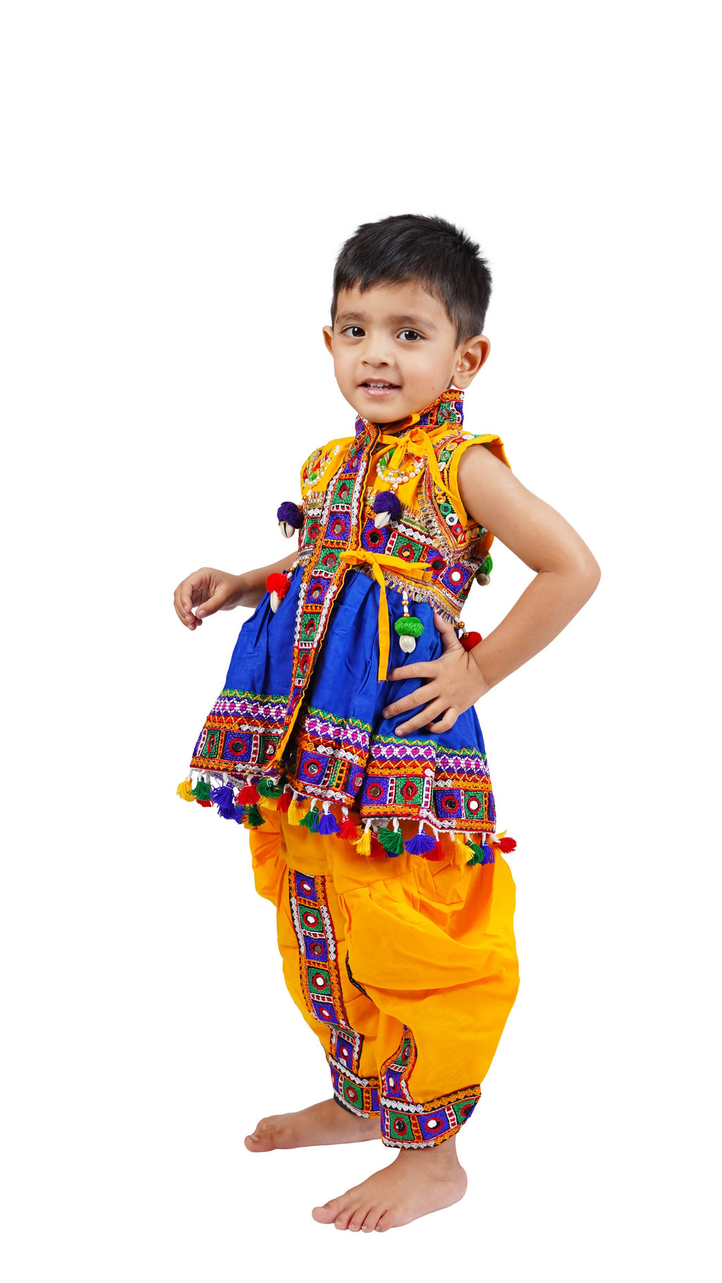 Embroidered Kedia Dhoti Set For Boys & Girls- KD-BGD-Blue
