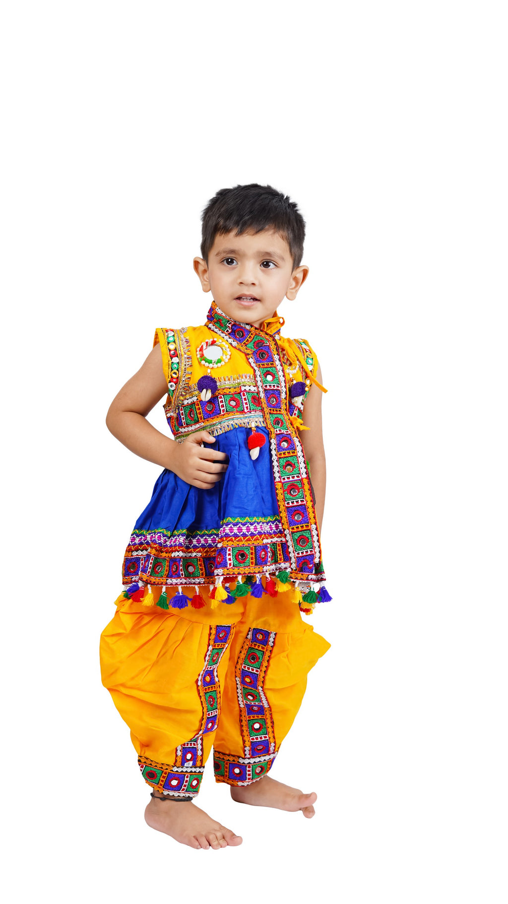 Embroidered Kedia Dhoti Set For Boys & Girls- KD-BGD-Blue
