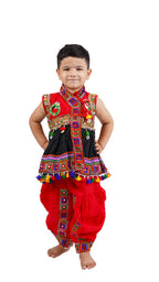 Embroidered Kedia Dhoti Set For Boys & Girls- KD-BGD-Black