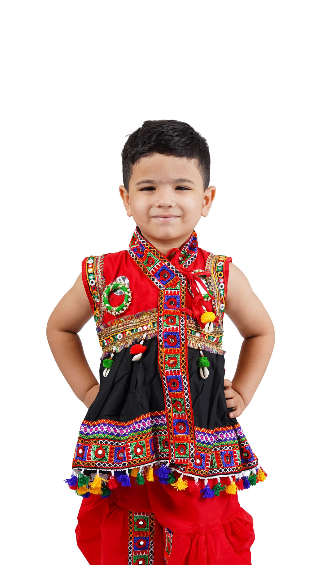 Embroidered Kedia Dhoti Set For Boys & Girls- KD-BGD-Black