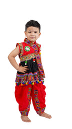 Embroidered Kedia Dhoti Set For Boys & Girls- KD-BGD-Black