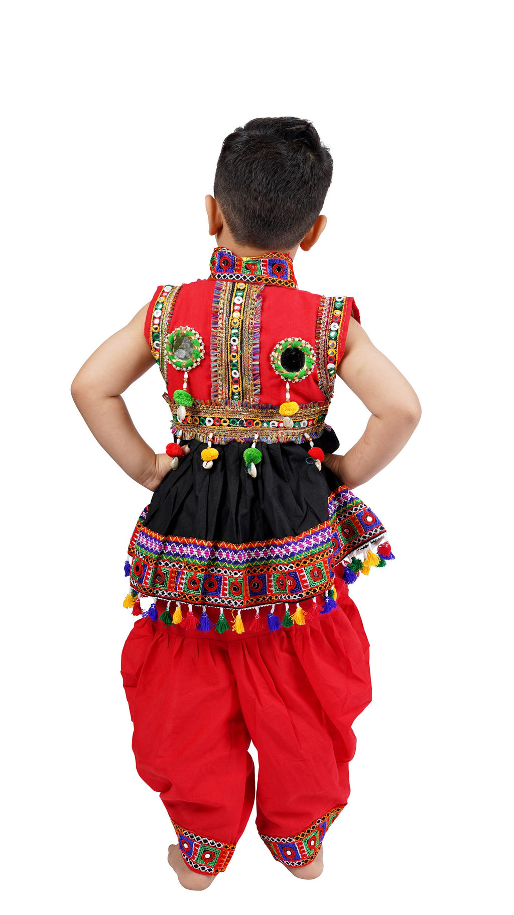 Embroidered Kedia Dhoti Set For Boys & Girls- KD-BGD-Black