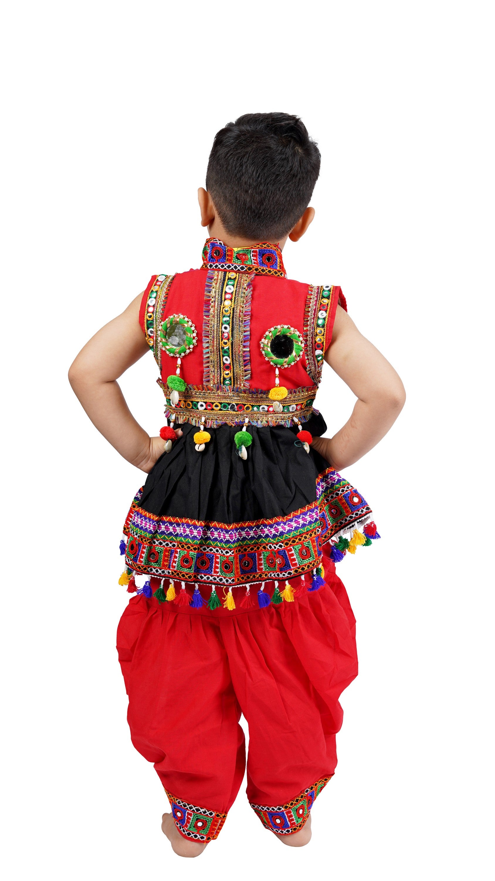 Embroidered Kedia Dhoti Set For Boys & Girls- KD-BGD-Black